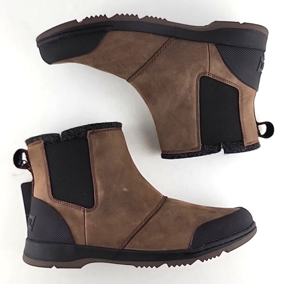 SOREL Men's Ankeny Chelsea Slip On Brown Waterproof Leather Short Boots Size 9 - Picture 8 of 16